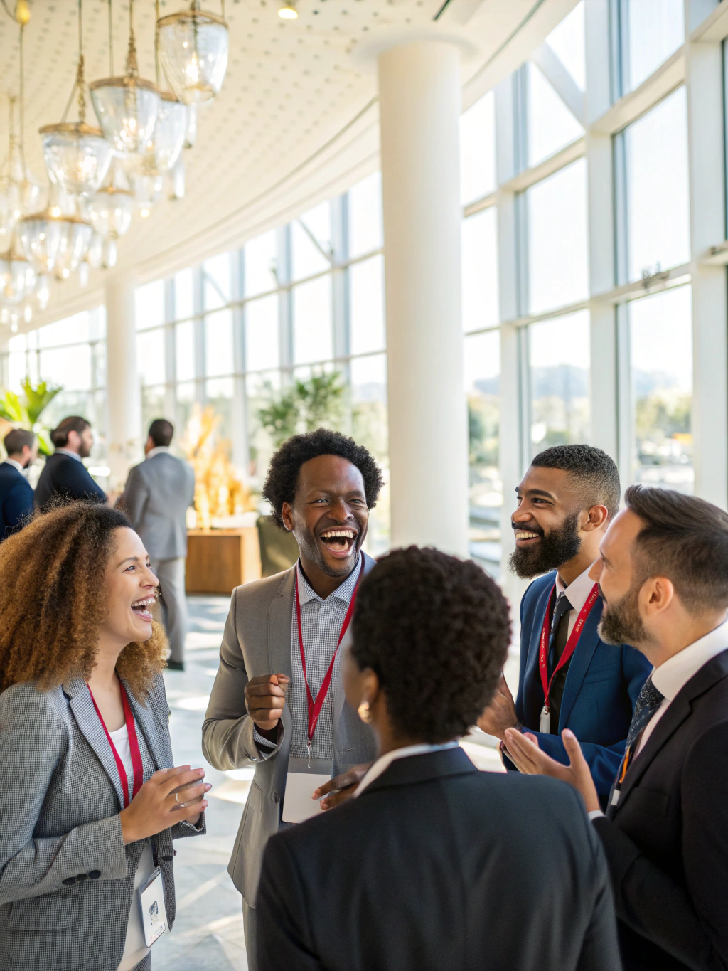 Profissionais em reunião de networking estratégico